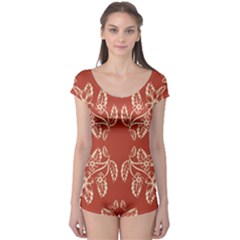 Floral Folk Damask Pattern Fantasy Flowers Floral Geometric Fantasy Boyleg Leotard  by Eskimos