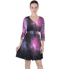 Orion (m42) Quarter Sleeve Ruffle Waist Dress by idjy