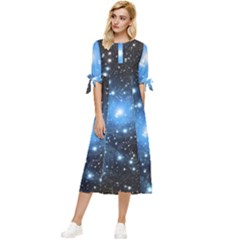 Pleiades (m45) Bow Sleeve Chiffon Midi Dress by idjy