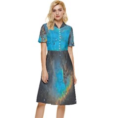 Pacman Nebula (ngc281) Button Top Knee Length Dress by idjy