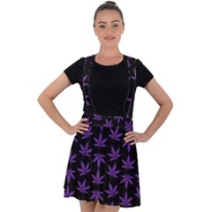 Weed Pattern Velvet Suspender Skater Skirt by Valentinaart