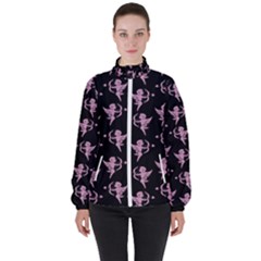 Cupid Pattern Women s High Neck Windbreaker by Valentinaart