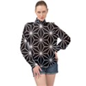 Black and white pattern High Neck Long Sleeve Chiffon Top View1