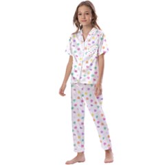 Valentines Day Candy Hearts Pattern - White Kids  Satin Short Sleeve Pajamas Set by JessySketches