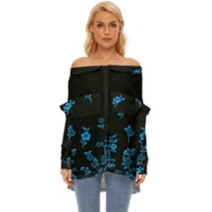 Flowers Pattern Off Shoulder Chiffon Pocket Shirt by Sparkle