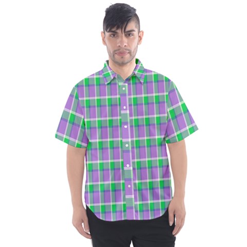 Checks Men s Short Sleeve Shirt by Sparkle