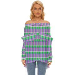 Checks Off Shoulder Chiffon Pocket Shirt by Sparkle