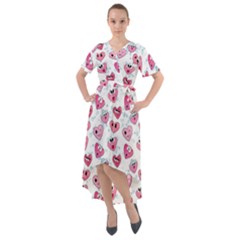 Funny Hearts Front Wrap High Low Dress by SychEva