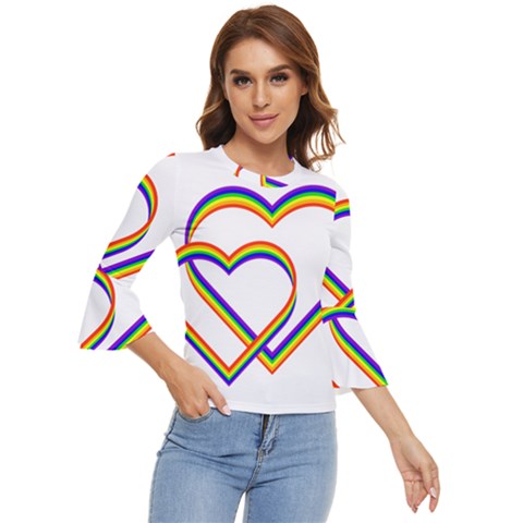 Rainbow Hearts Bell Sleeve Top by UniqueThings