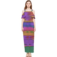 Puzzle Landscape In Beautiful Jigsaw Colors Draped Sleeveless Chiffon Jumpsuit by pepitasart