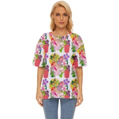 Flowers Pattern Oversized Basic Tee by Sparkle