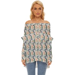 Flowers Pattern Off Shoulder Chiffon Pocket Shirt by Sparkle