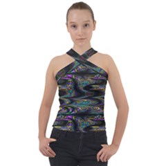 Abstract Art - Adjustable Angle Jagged 2 Cross Neck Velour Top by EDDArt