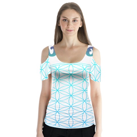 Flower Of Life  Butterfly Sleeve Cutout Tee  by tony4urban