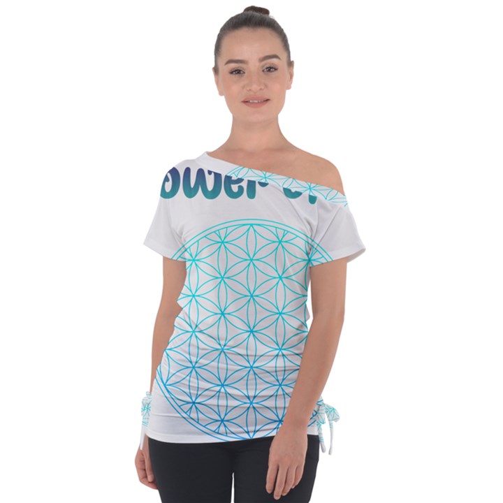 Flower Of Life  Off Shoulder Tie-Up Tee