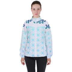 Flower Of Life  Women s High Neck Windbreaker by tony4urban