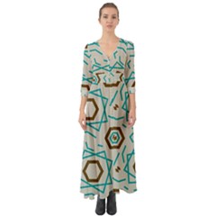 Abstract Pattern Geometric Backgrounds   Button Up Boho Maxi Dress by Eskimos