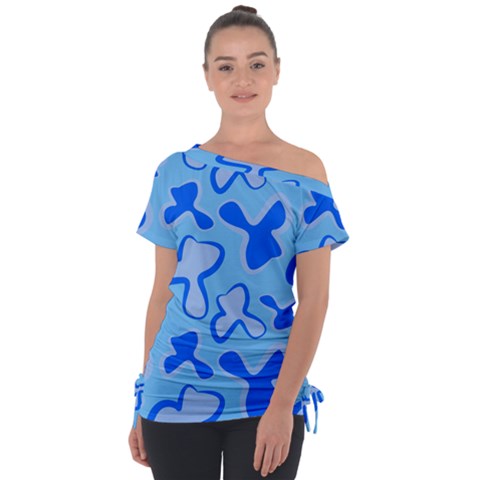 Abstract Pattern Geometric Backgrounds   Off Shoulder Tie-up Tee by Eskimos