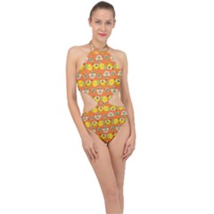 Minionspattern Halter Side Cut Swimsuit by Sparkle