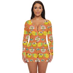 Minionspattern Long Sleeve Boyleg Swimsuit by Sparkle