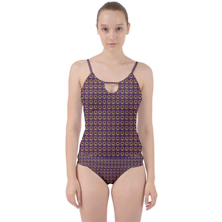 Olimedpurp Cut Out Top Tankini Set