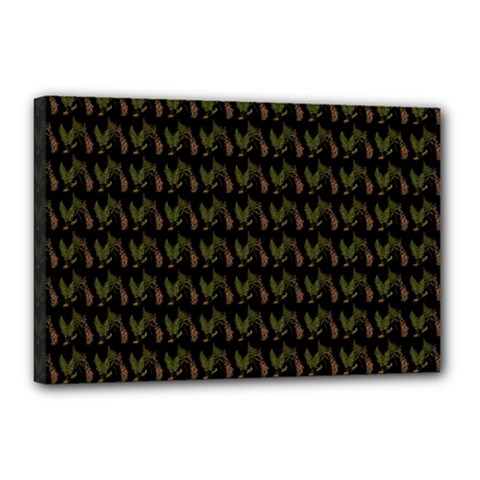 Fern Pattern 2 Black Canvas 18  X 12  (stretched) by violetheavensky