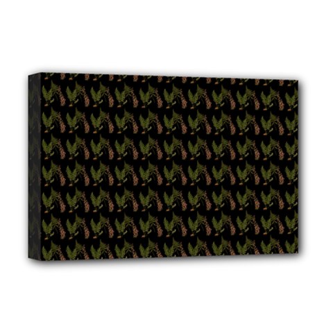 Fern Pattern 2 Black Deluxe Canvas 18  X 12  (stretched) by violetheavensky