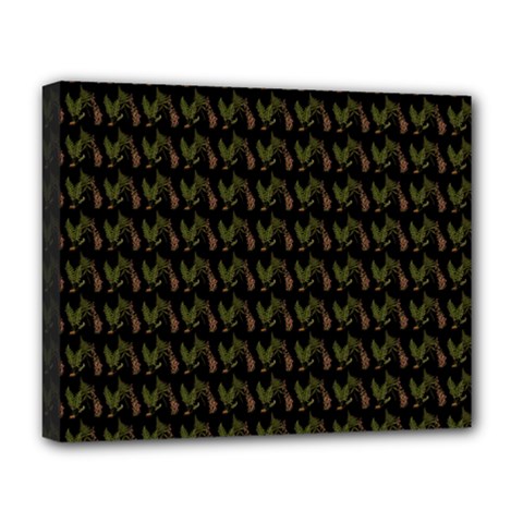 Fern Pattern 2 Black Deluxe Canvas 20  X 16  (stretched) by violetheavensky