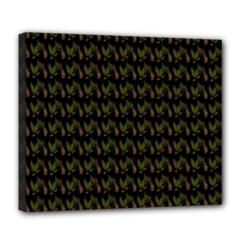 Fern Pattern 2 Black Deluxe Canvas 24  X 20  (stretched) by violetheavensky