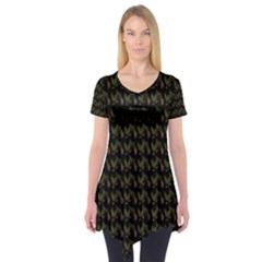 Fern Pattern 2 Black Short Sleeve Tunic  by violetheavensky