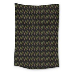 Fern Pattern 2 Black Large Tapestry by violetheavensky