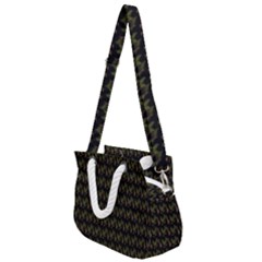 Fern Pattern 2 Black Rope Handles Shoulder Strap Bag by violetheavensky