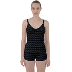 Fern Pattern 2 Black Tie Front Two Piece Tankini by violetheavensky