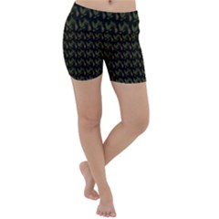 Fern Pattern 2 Black Lightweight Velour Yoga Shorts by violetheavensky