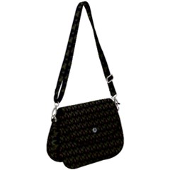 Fern Pattern 2 Black Saddle Handbag by violetheavensky