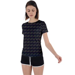 Fern Pattern 2 Black Back Circle Cutout Sports Tee by violetheavensky