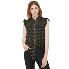 Fern Pattern 2 Black Frill Detail Shirt by violetheavensky