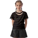 Fern Pattern 2 Black Kids  Front Cut Tee View1