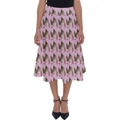 Fern Pattern 2 Pink Perfect Length Midi Skirt by violetheavensky