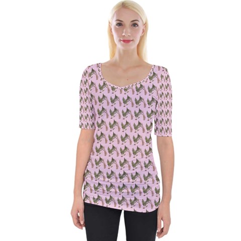 Fern Pattern 2 Pink Wide Neckline Tee by violetheavensky