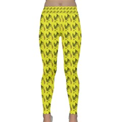 Fern Pattern 2 Yellow Classic Yoga Leggings by violetheavensky