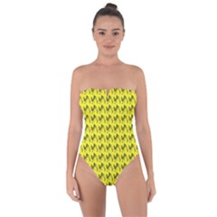 Fern Pattern 2 Yellow Tie Back One Piece Swimsuit by violetheavensky