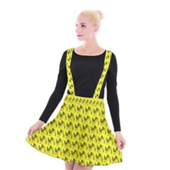 Fern Pattern 2 Yellow Suspender Skater Skirt by violetheavensky