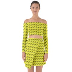 Fern Pattern 2 Yellow Off Shoulder Top With Skirt Set by violetheavensky