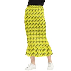 Fern Pattern 2 Yellow Maxi Fishtail Chiffon Skirt by violetheavensky