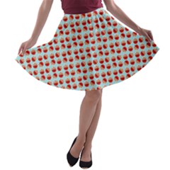 Kawaii Jam Pattern Aqua A-line Skater Skirt by violetheavensky