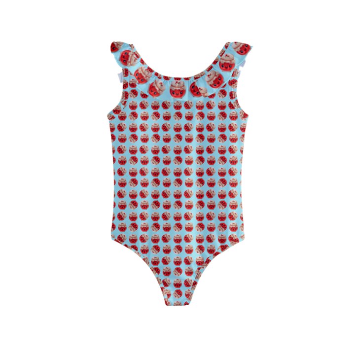 Kawaii Jam Pattern Aqua Kids  Frill Swimsuit