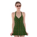 Kawaii Pumpkin Patt Green Halter Dress Swimsuit  View1