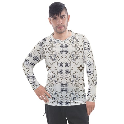 Folk Flowers Print Floral Pattern Ethnic Art Men s Pique Long Sleeve Tee by Eskimos