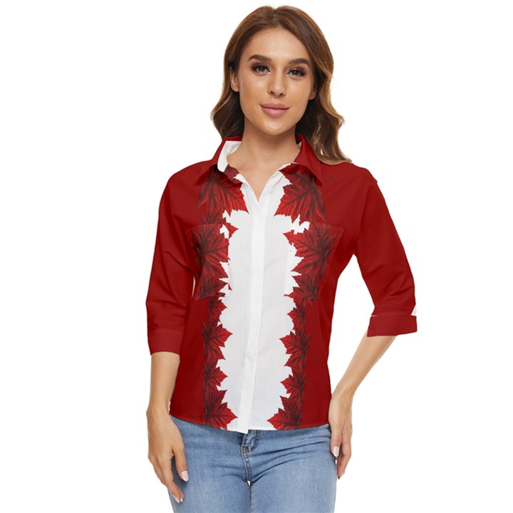 Canada Red 2 Women s Quarter Sleeve Pocket Shirt